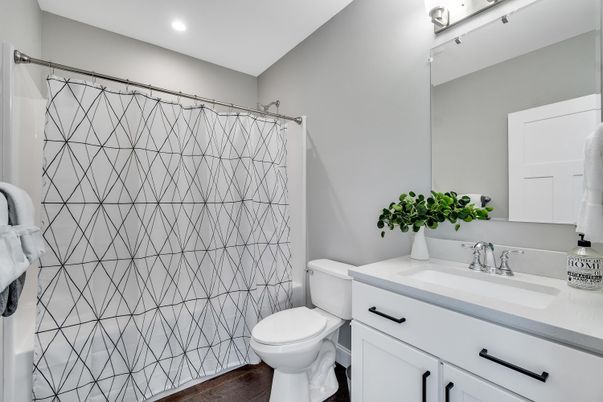 Bathroom, Interior, Recessed Lighting, Wood Texture Flooring