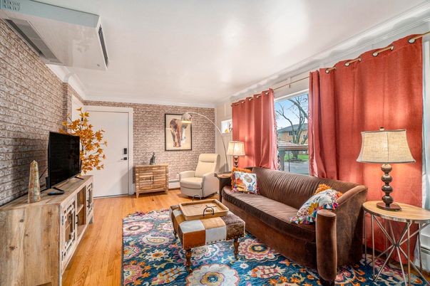 Interior, Living room, Stone Walls, Wood Texture Flooring