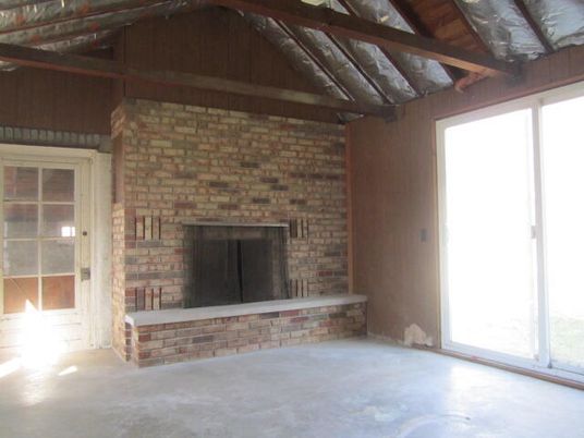 Empty room, Fireplace, Interior, Stone Walls, Wooden Beams, Wooden Ceilings