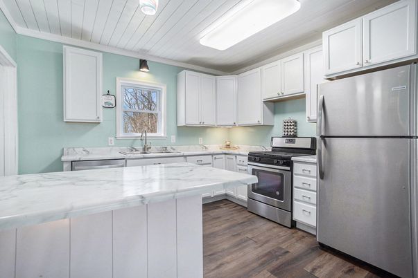 Interior, Kitchen, Stainless Steel Appliances, Wood Texture Flooring