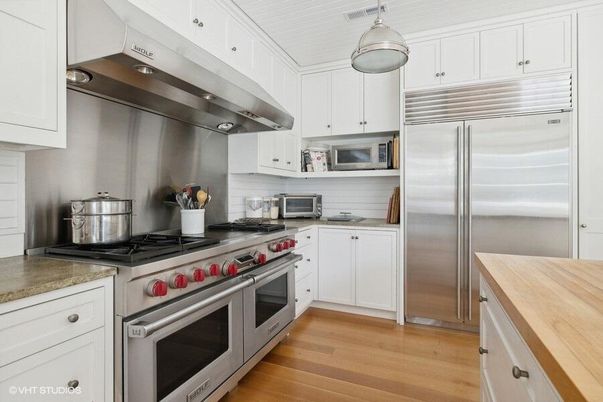 Interior, Kitchen, Pendant Lights, Stainless Steel Appliances, Wood Texture Flooring