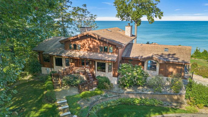 Exterior, Facade, Water, Log Home