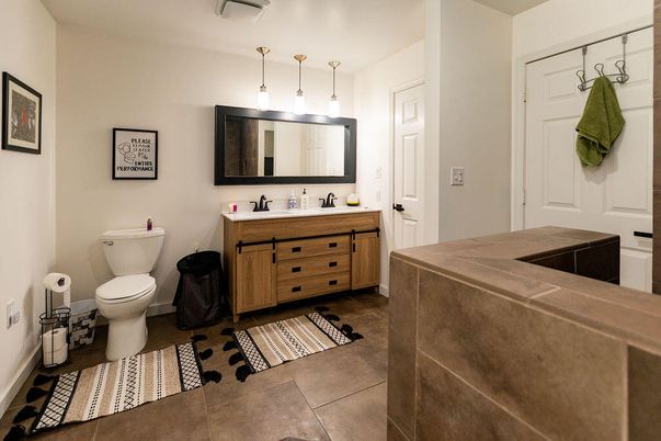 Bathroom, Dual Sink Vanities, Interior, Pendant Lights