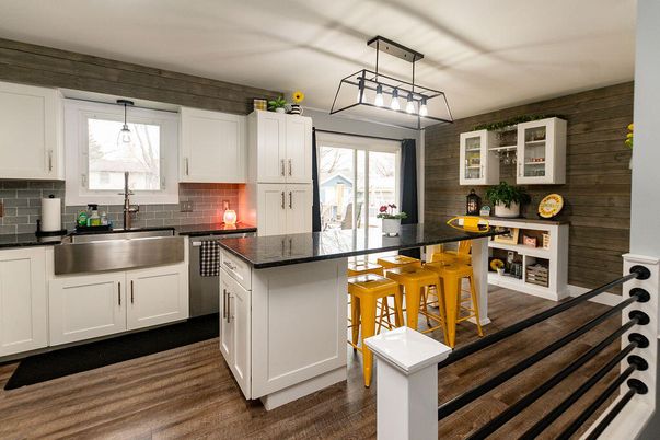 Interior, Kitchen, Pendant Lights, Wood Texture Flooring