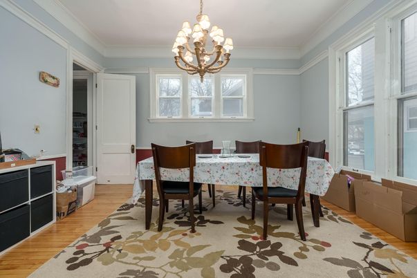 Chandelier, Dining room, Interior, Wood Texture Flooring