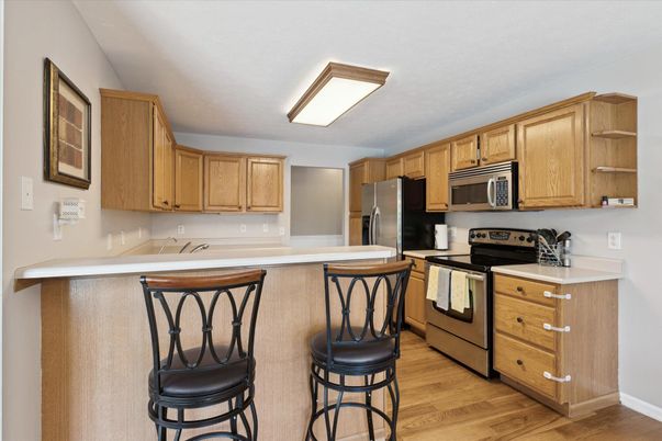 Interior, Kitchen, Stainless Steel Appliances, Wood Texture Flooring