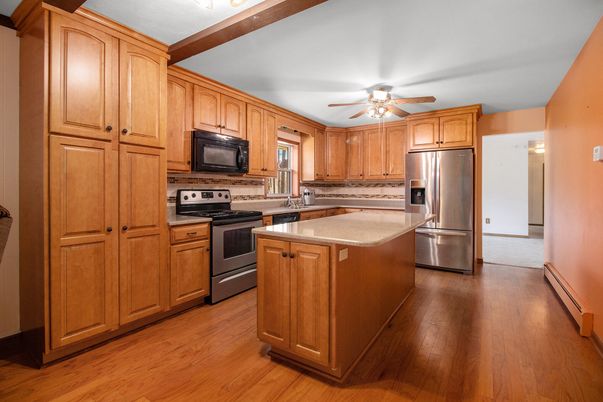 Interior, Kitchen, Stainless Steel Appliances, Wood Texture Flooring