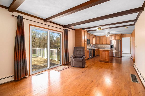 Interior, Kitchen, Stainless Steel Appliances, Wooden Beams, Wood Texture Flooring