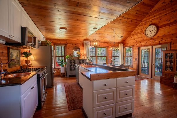 Interior, Kitchen, Pendant Lights, Wooden Ceilings, Wood Texture Flooring, Wooden Walls