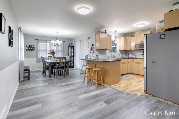 Chandelier, Dining room, Interior, Kitchen, Wood Texture Flooring