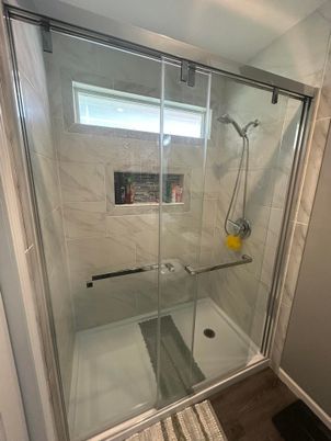 Bathroom, Glass Shower, Interior, Marble Walls