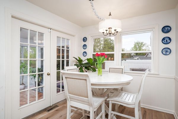 Chandelier, Dining room, Interior, Wood Texture Flooring