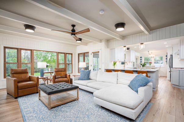 Interior, Kitchen, Living room, Pendant Lights, Recessed Lighting, Stainless Steel Appliances, Wood Texture Flooring