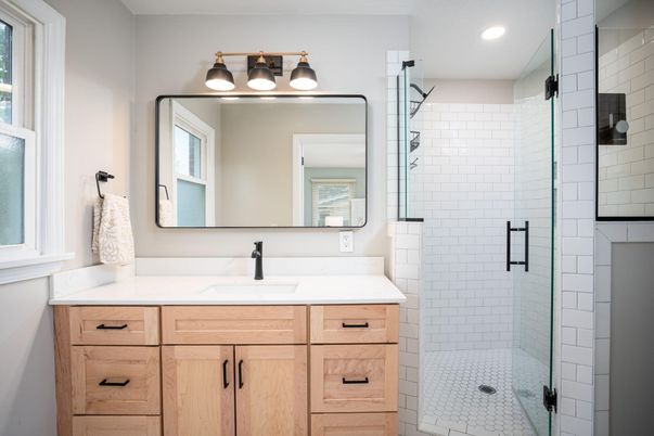 Bathroom, Glass Shower, Interior, Recessed Lighting