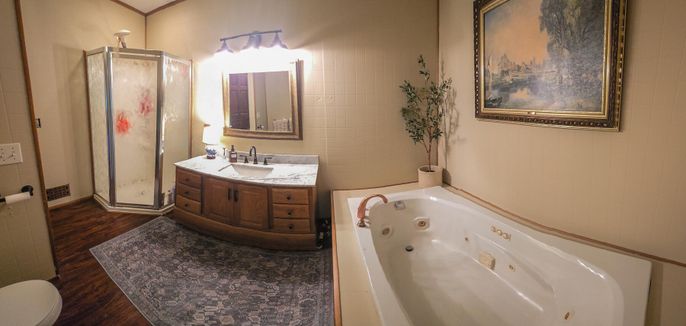 Bathroom, Dual Sink Vanities, Interior, Wood Texture Flooring