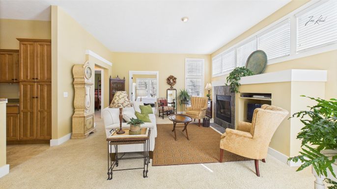 Fireplace, Interior, Living room, Recessed Lighting