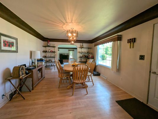 Chandelier, Dining room, Interior, Wood Texture Flooring