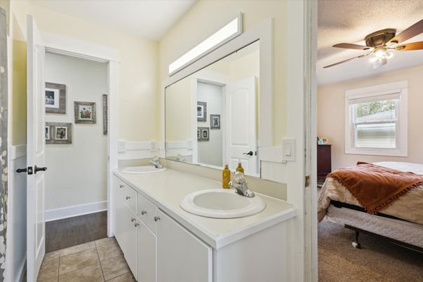 Bathroom, Dual Sink Vanities, Interior, Wood Texture Flooring