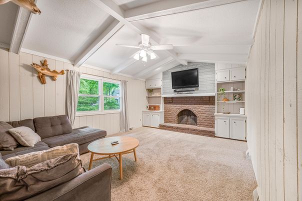 Fireplace, Interior, Living room, Stone Walls