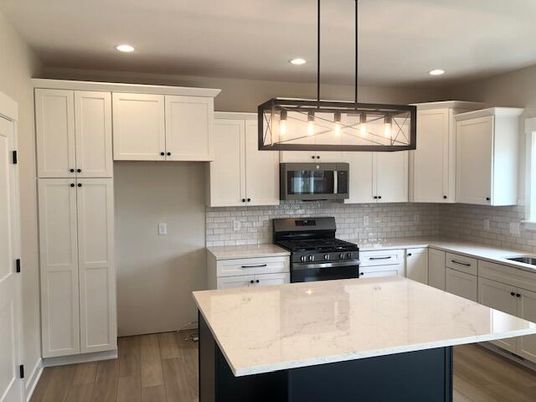 Interior, Kitchen, Pendant Lights, Recessed Lighting, Wood Texture Flooring