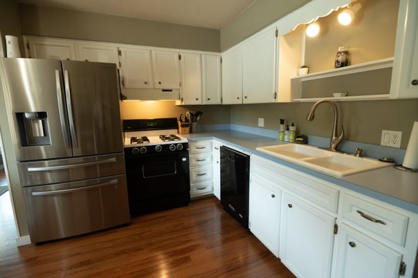 Interior, Kitchen, Stainless Steel Appliances, Wood Texture Flooring