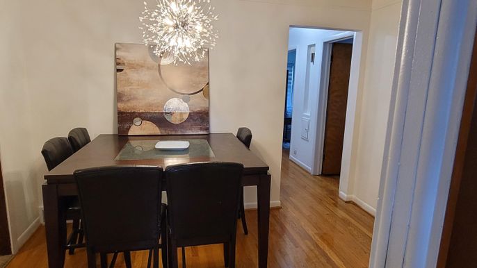 Chandelier, Dining room, Interior, Wood Texture Flooring