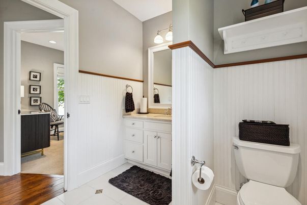 Bathroom, Interior, Recessed Lighting, Wood Texture Flooring