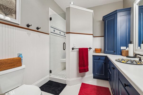 Bathroom, Glass Shower, Interior, Recessed Lighting