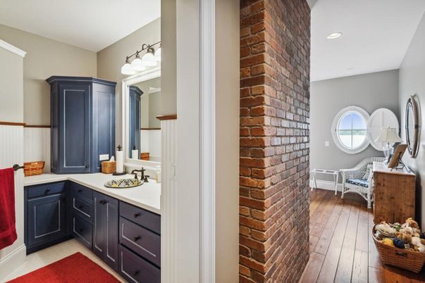 Interior, Recessed Lighting, Stone Walls, Wood Texture Flooring