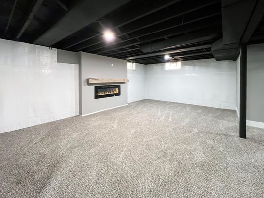 Empty room, Fireplace, Interior, Recessed Lighting