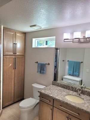 Bathroom, Dual Sink Vanities, Interior, Wood Texture Flooring