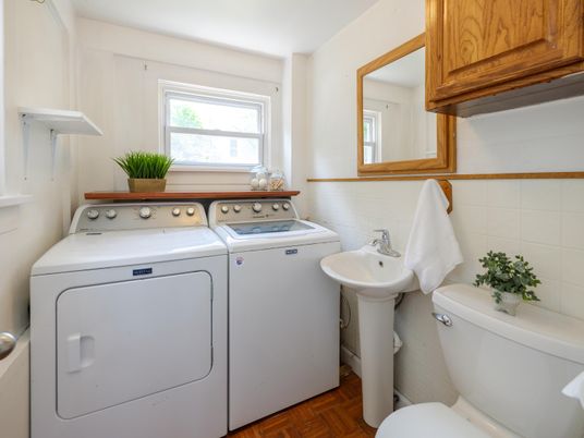 Interior, Washer, Wood Texture Flooring