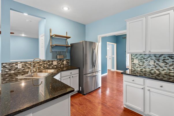 Interior, Kitchen, Recessed Lighting, Wood Texture Flooring