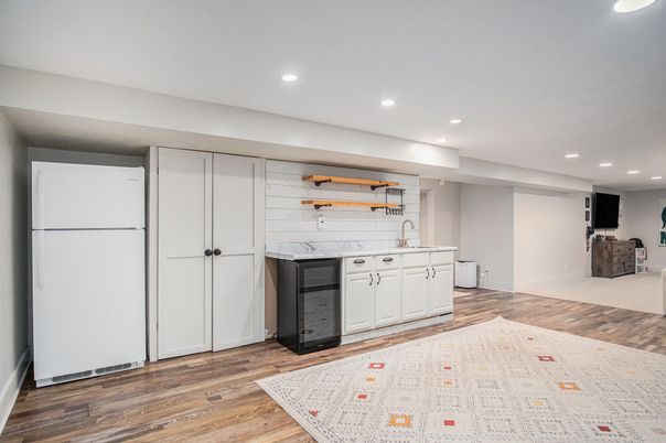 Interior, Kitchen, Recessed Lighting, Wood Texture Flooring