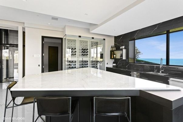 Interior, Kitchen, Marble Walls, Recessed Lighting, Water