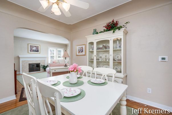 Dining room, Fireplace, Interior, Wood Texture Flooring