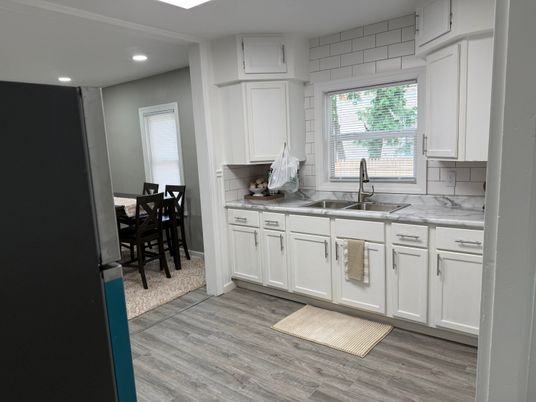 Dining room, Interior, Kitchen, Recessed Lighting, Wood Texture Flooring
