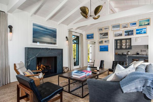 Fireplace, Interior, Living room, Pendant Lights, Wood Texture Flooring