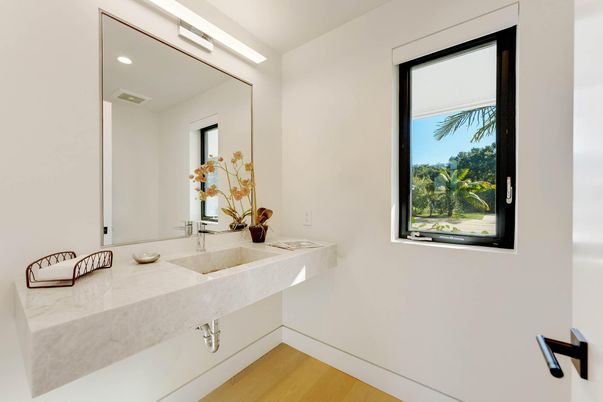 Bathroom, Interior, Recessed Lighting, Wood Texture Flooring