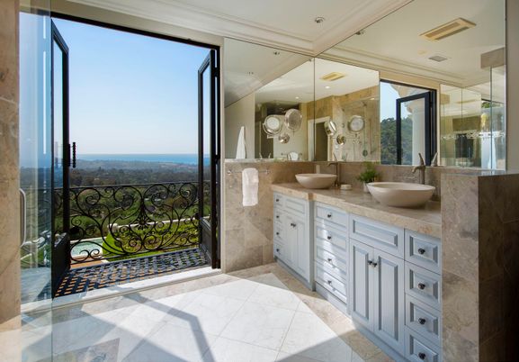 Bathroom, Dual Sink Vanities, Interior, Marble, Recessed Lighting, Water