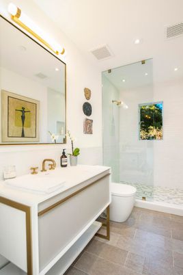 Bathroom, Glass Shower, Interior, Recessed Lighting