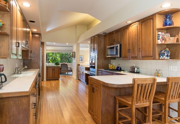 Interior, Kitchen, Recessed Lighting, Wood Texture Flooring