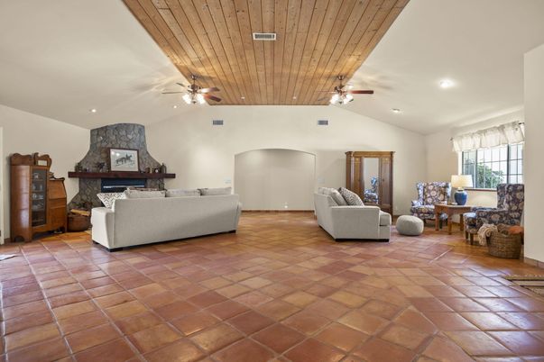 Fireplace, Interior, Living room, Recessed Lighting, Wooden Ceilings