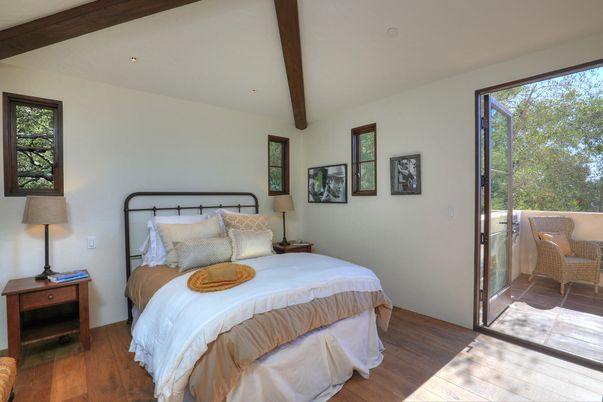 Bedroom, Interior, Recessed Lighting, Wooden Beams, Wood Texture Flooring