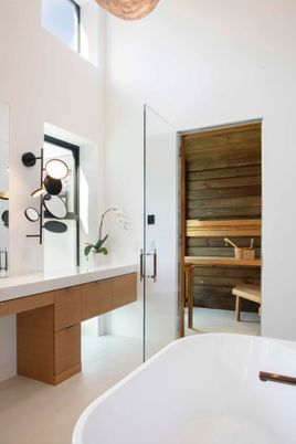 Bathroom, Free Standing Baths, Interior, Wooden Walls