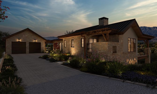 Attached, Exterior, Facade, Brick Facade, Mediterranean