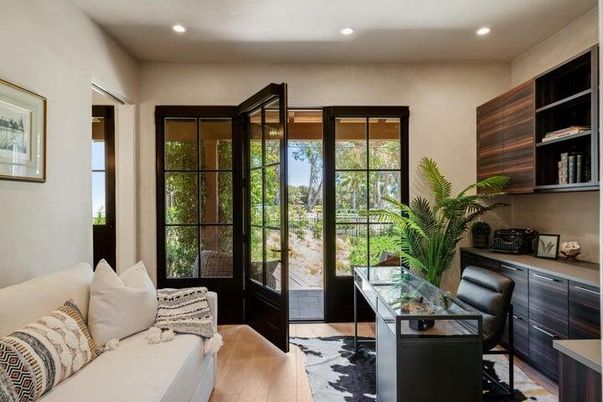 Home Office, Interior, Recessed Lighting, Wood Texture Flooring