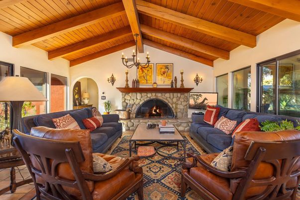 Chandelier, Fireplace, Interior, Living room, Wooden Beams, Wooden Ceilings