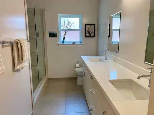 Bathroom, Dual Sink Vanities, Glass Shower, Interior