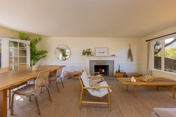 Dining room, Fireplace, Interior, Living room